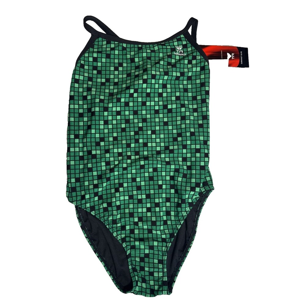 TYR Women Durafast Elite Green Team Practice One Piece Women Swim Sz 38 NWT L